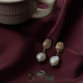 Vintage Baroque Freshwater Pearl Stud Earrings 14K Gold Plated Handmade Geometric Jewelry