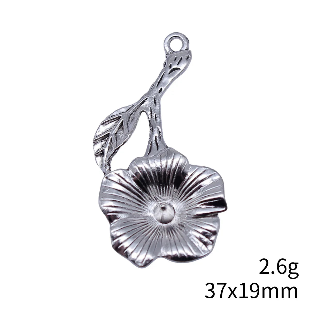 37x19mm 2.6g Antique Silver Zinc Alloy Flower Charm Pendant for Necklace Bracelet DIY Jewelry