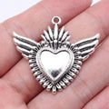 36x40mm 7.3g Antique Silver Zinc Alloy Gothic Winged Heart Wing Charm Pendant for DIY Jewelry Making