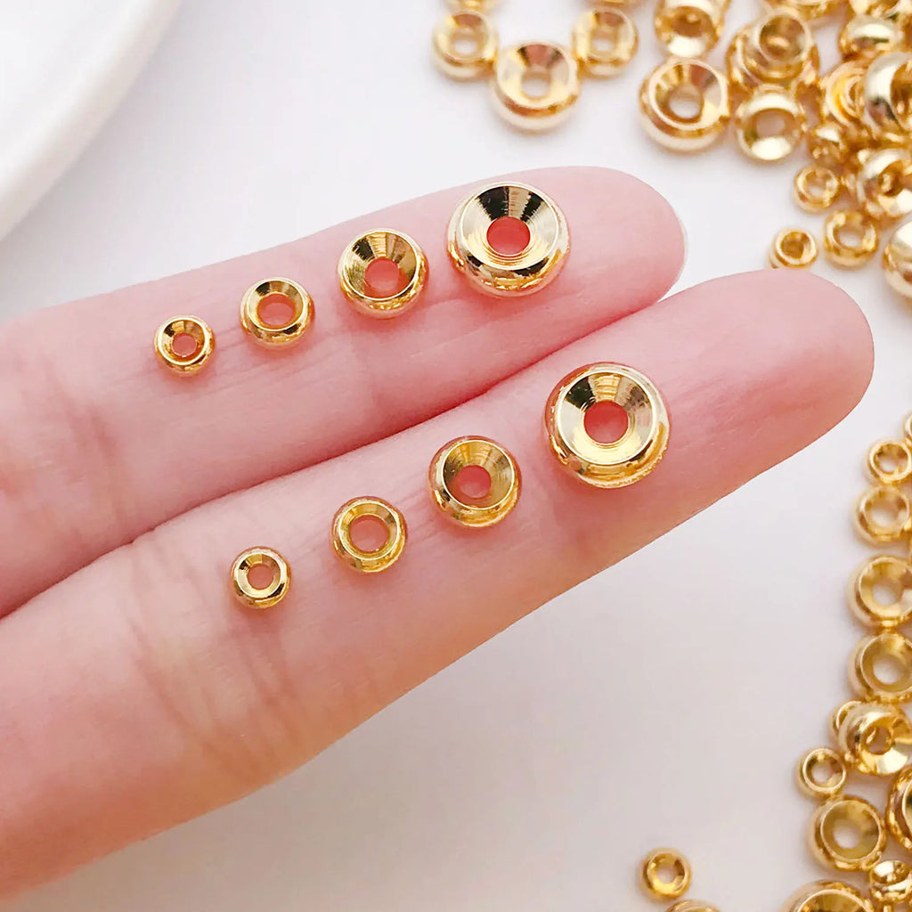 Copper Alloy 18K Gold Plated Double Wheel Spacer Bead for Bracelet Jewelry Making