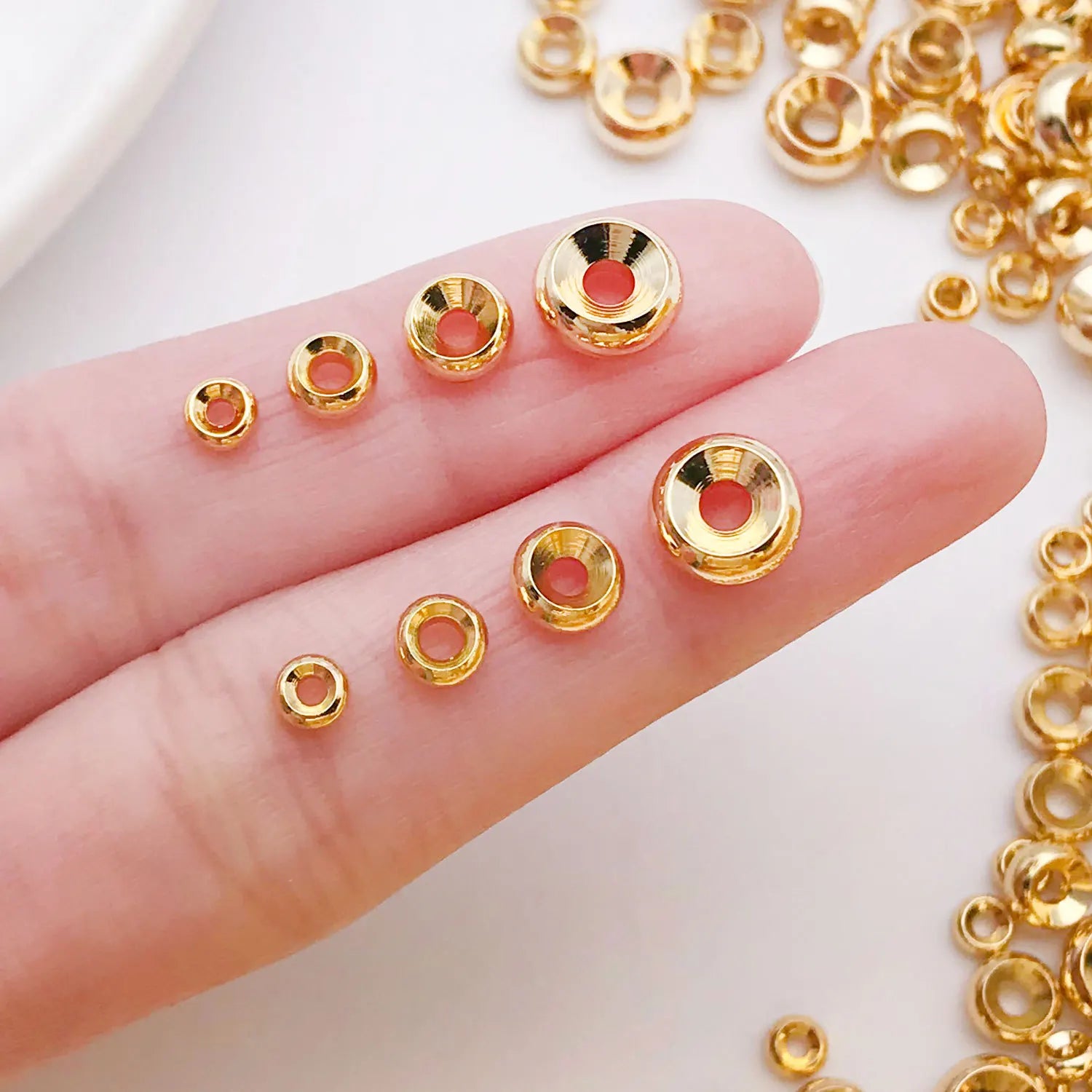 Copper Alloy 18K Gold Plated Double Wheel Spacer Bead for Bracelet Jewelry Making