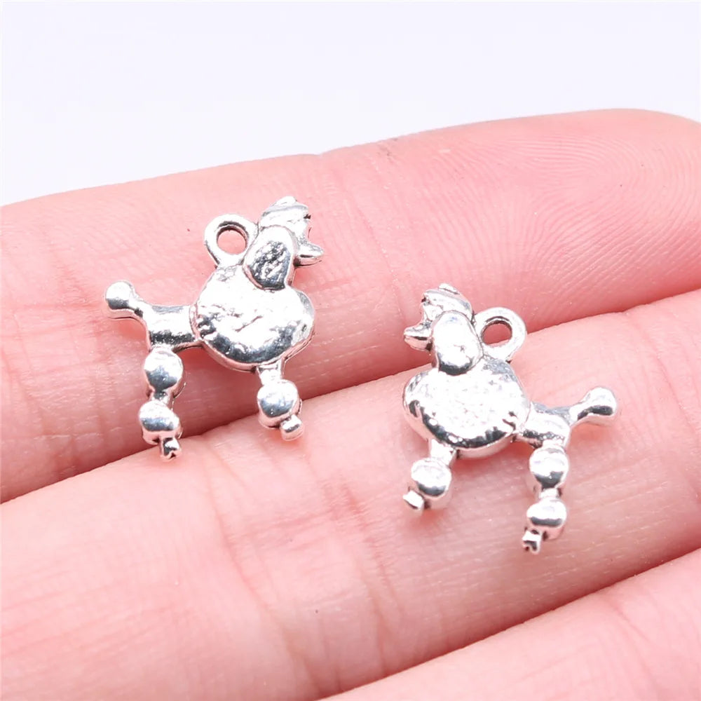 15x14mm 1.35g Multicolor Zinc Alloy Poodle Dog Charm Pendant for DIY Necklace Bracelet Making