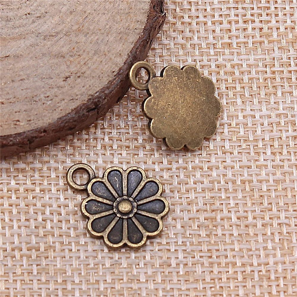 15mm 0.9g Multicolor Zinc Alloy Flower Charm Pendant for Bracelet Earring Jewelry Making