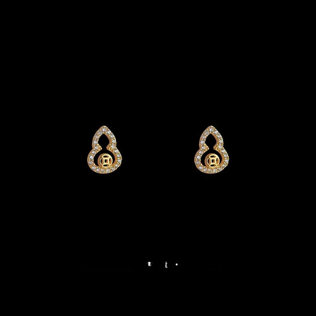 Mini Gourd Geometric Zircon Copper 14K Plated Minimalist Stud Earrings