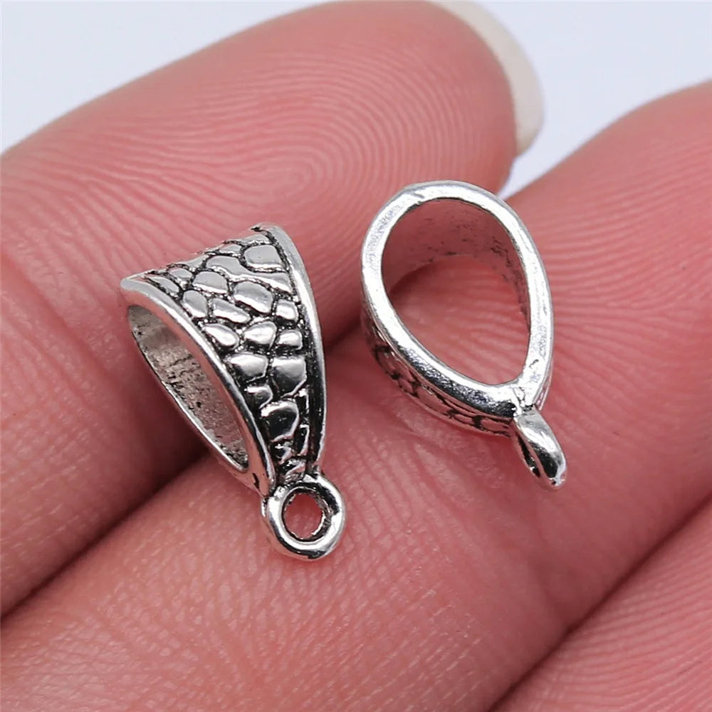 14x7mm 0.9g Multicolor Zinc Alloy Floral Pattern Pendant Bail Connector for DIY Jewelry Making