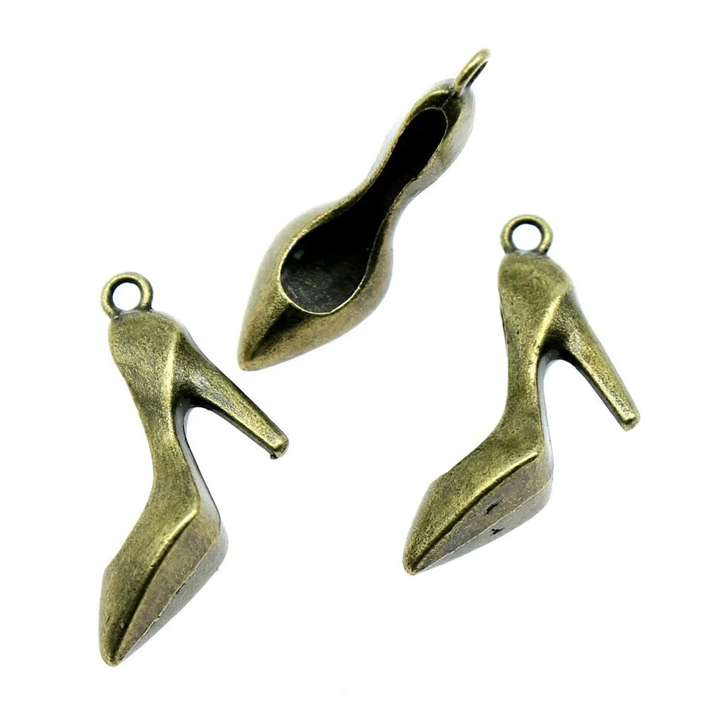 27x16mm 2.4g Multicolor Zinc Alloy High Heel Shoe Charm Pendant for DIY Necklace Bracelet Making
