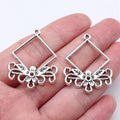 34x27mm 2.7g Antique Silver Zinc Alloy Diamond Earring Connector Charms for DIY Vintage Jewelry Making
