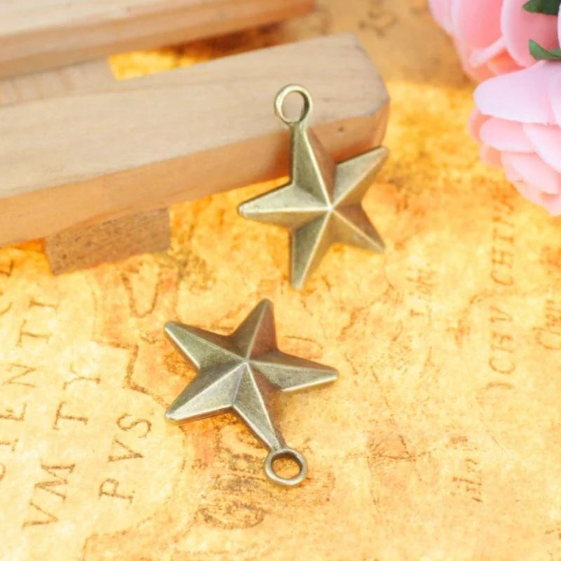 21MM Antique Silver Zinc Alloy Five Point Star Charm Pendant for DIY Necklace Bracelet Jewelry Making