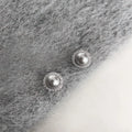 Light Luxury Gray Glass Pearl Stud Earrings With Micro Pave Zircon Copper Round Jewelry
