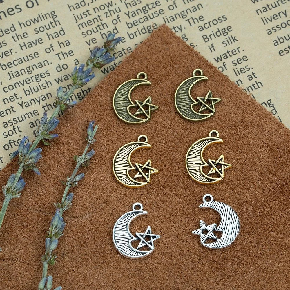 20x16MM Zinc Alloy Moon Charm Pendant for DIY Necklace Bracelet Jewelry Making