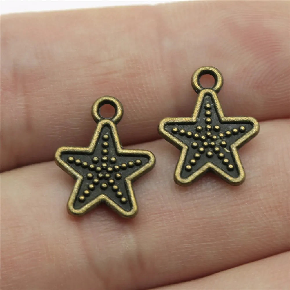 15x11mm 0.9g Antique Bronze Zinc Alloy Star Charm Pendant for DIY Necklace Bracelet Making