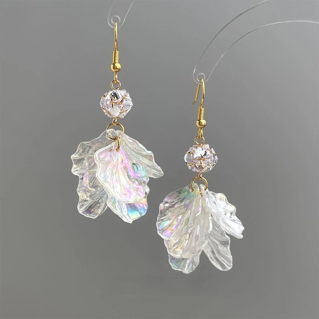 Vacation Style Colorful Zircon Flower Tassel Drop Earrings, Copper Sweet Summer Jewelry