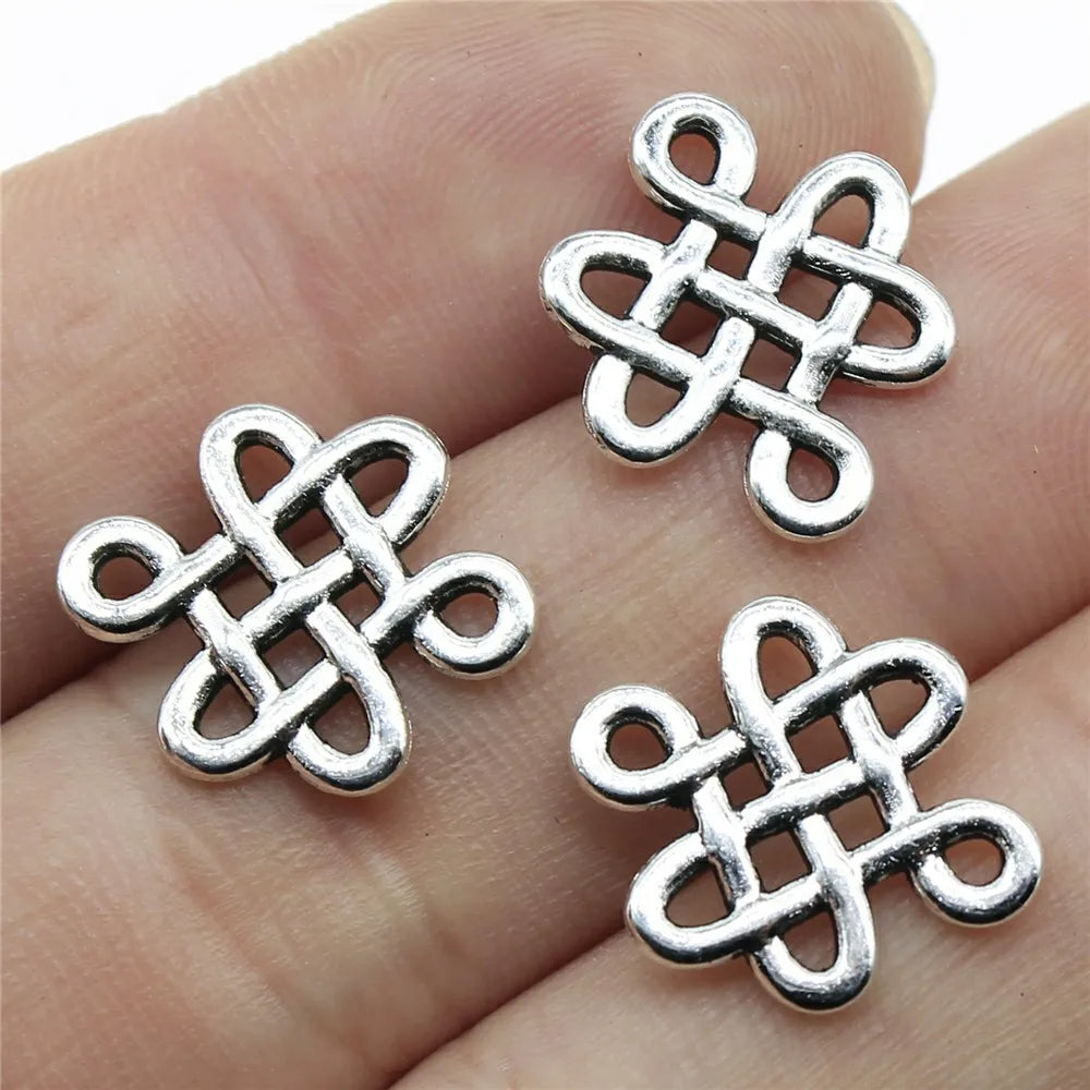 17x14mm 0.8g Multicolor Zinc Alloy Chinese Knot Connector Charm for DIY Bracelet Jewelry Making