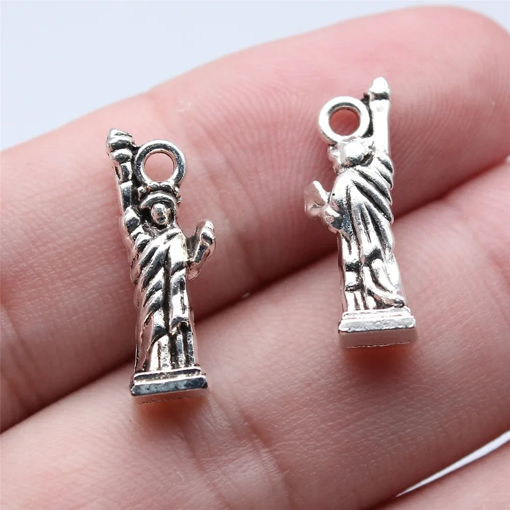 7x20mm 1.6g Antique Silver Tone Zinc Alloy Statue of Liberty Charm Pendant for DIY Necklace Bracelet