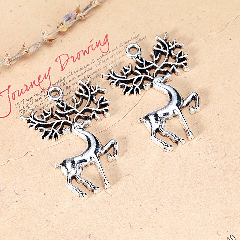 42x30MM Zinc Alloy Reindeer Charm Pendant for DIY Necklace Bracelet Jewelry Making