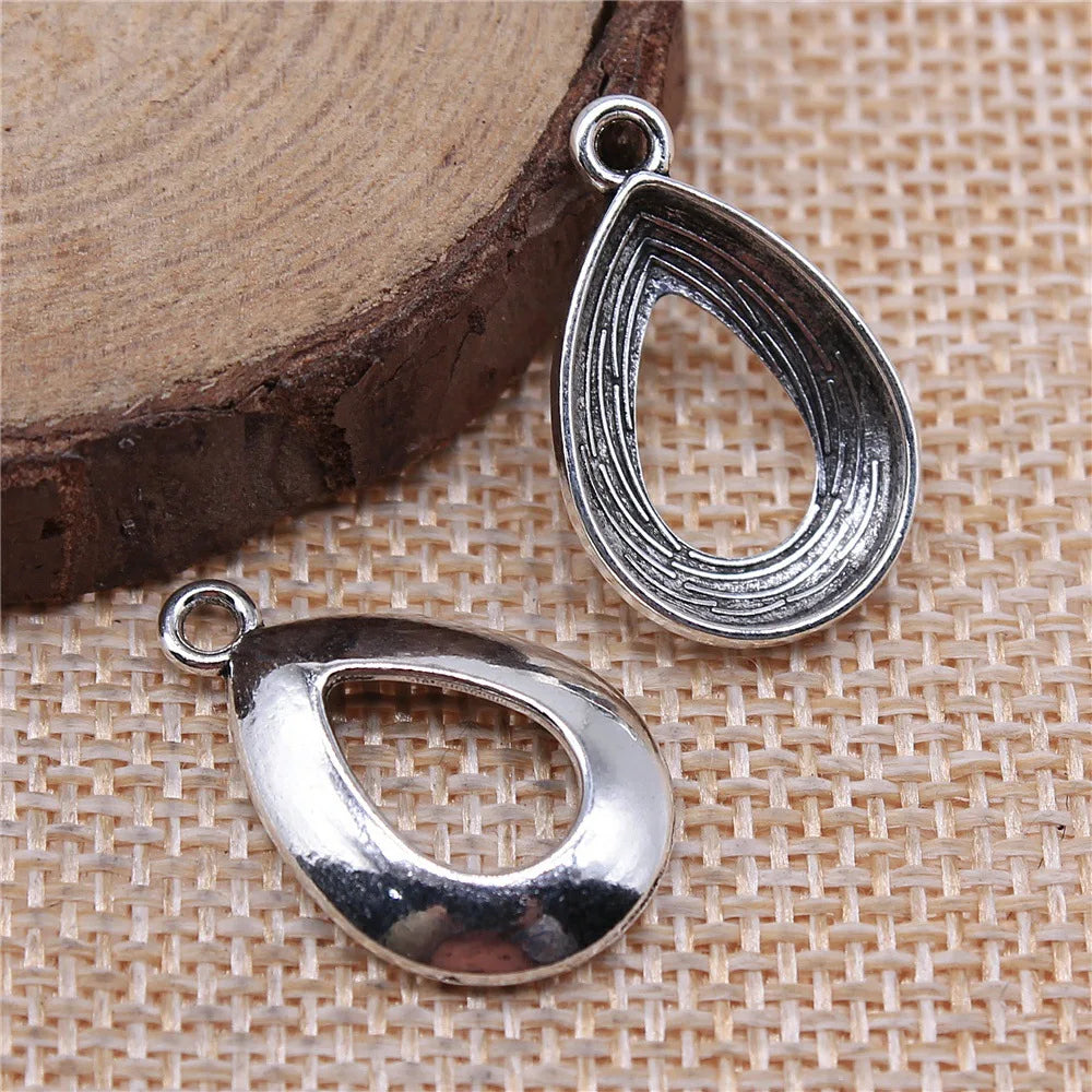 23x15mm 1.2g Multicolor Zinc Alloy Hollow Teardrop Earring Charms for DIY Earrings and Jewelry Making