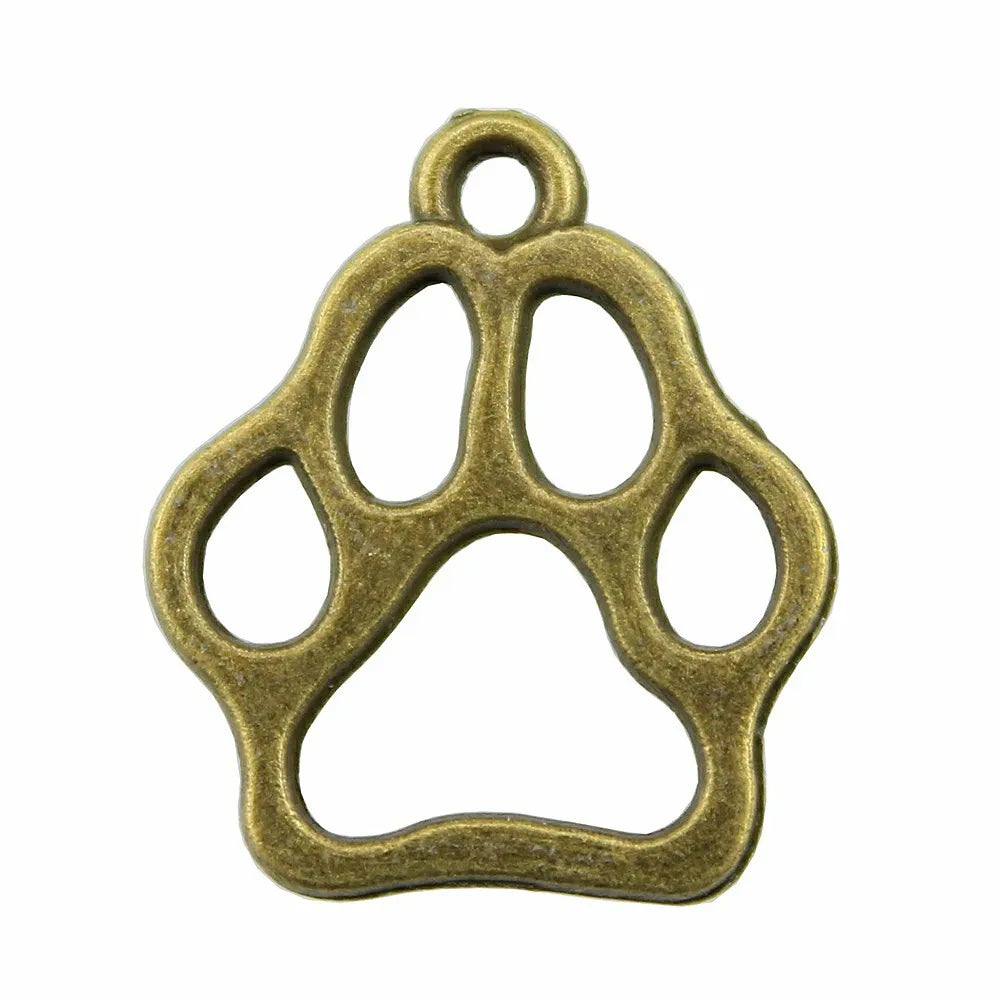 19x17mm 1g Multicolor Zinc Alloy Dog Paw Charm Pendant for DIY Pet Theme Jewelry Making