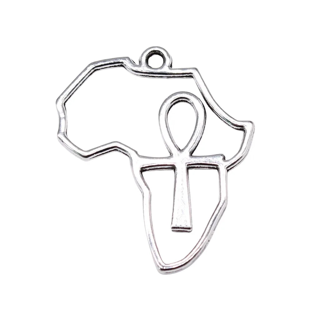 31x26mm 1.39g Antique Silver Zinc Alloy African Ankh Cross Charm Pendant for Jewelry Making