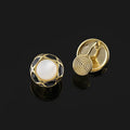 Vintage Black Enamel Shell Pearl Round Stud & Clip On No Piercing Luxury Gold Alloy Earrings