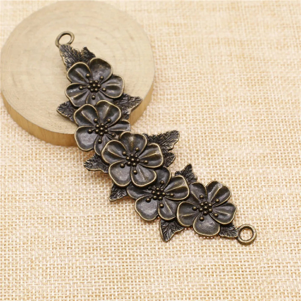 113mm 16.7g Multicolor Zinc Alloy Flower Connector Charm for DIY Bracelet Necklace Jewelry Making