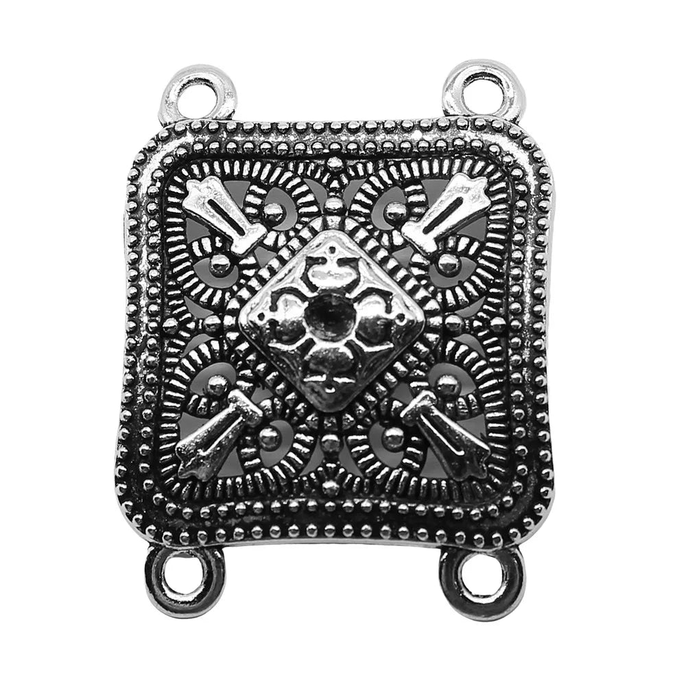 30x39mm 5g Antique Silver Zinc Alloy Four Hole Body Chain Connector Charm for Bracelet Necklace Making