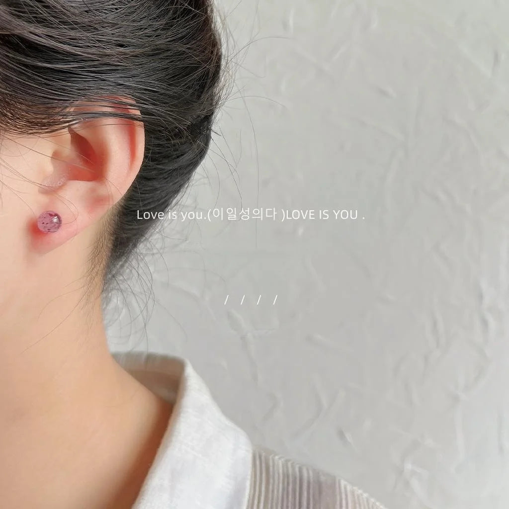 Cute Mini Resin Round Ball Stud Earrings With Silver Plated Pins Sweet Fresh Geometric Jewelry