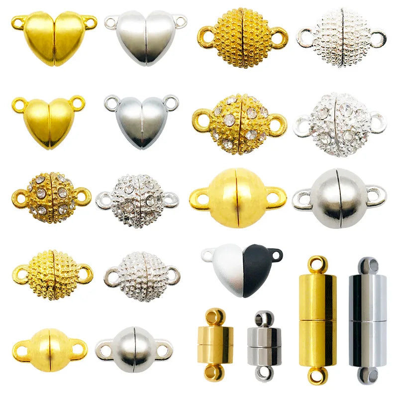 Gold Iron Cylinder Magnetic Clasp Connector for DIY Necklace Bracelet Jewelry Making