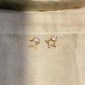 Light Luxury Mini Hollow Star Micro Pave Zircon 14K Plated Copper Stud Earrings