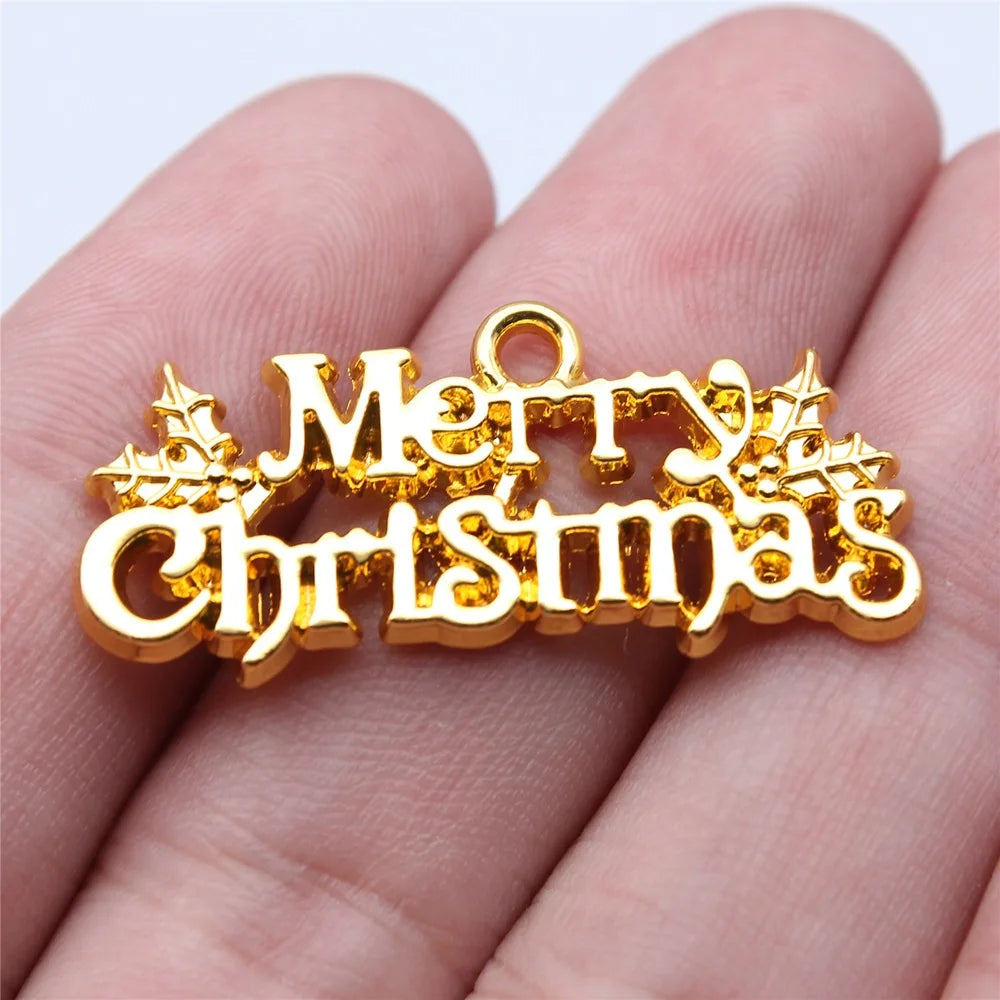 16x36mm 3.3g Zinc Alloy MERRY CHRISTMAS Word Tag Charm Pendant for DIY Holiday Jewelry
