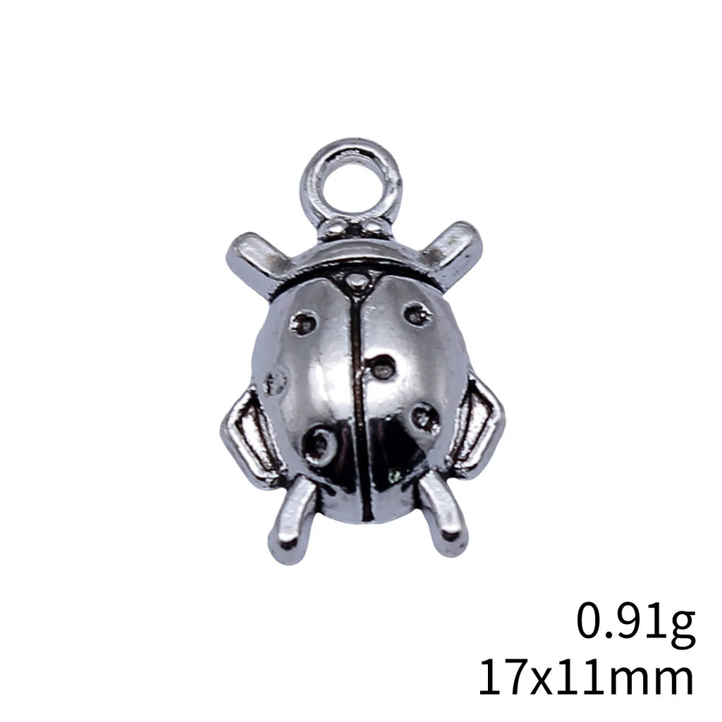 17x11mm 0.91g Antique Silver Zinc Alloy Ladybug Charm Pendant for DIY Necklace Bracelet Making