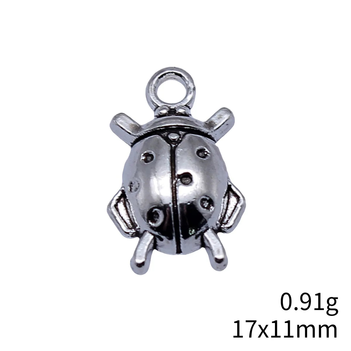 17x11mm 0.91g Antique Silver Zinc Alloy Ladybug Charm Pendant for DIY Necklace Bracelet Making