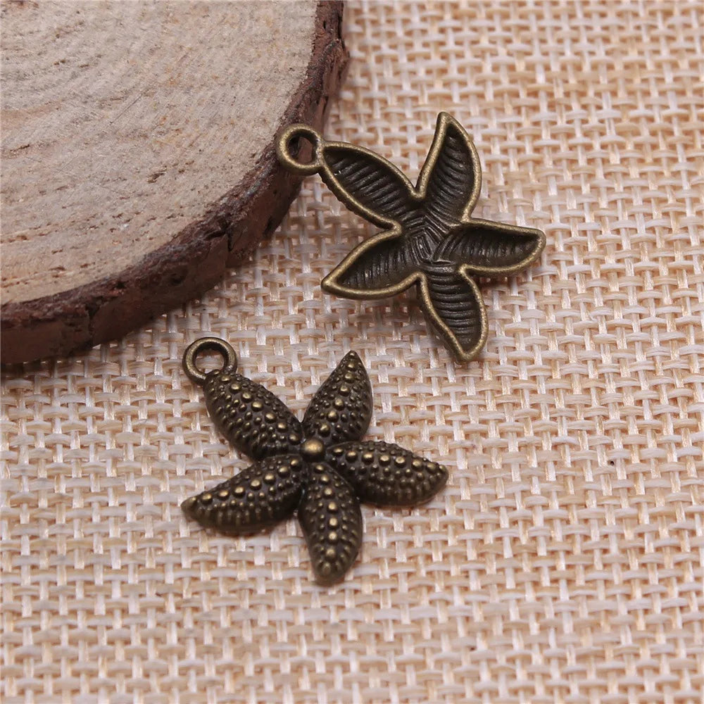 23x19mm 1.6g Multicolor Zinc Alloy Starfish Charm Pendant for DIY Ocean Theme Jewelry Making