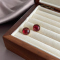 French Vintage Burgundy Geometric Round Copper Drop Earrings With 14K Plated