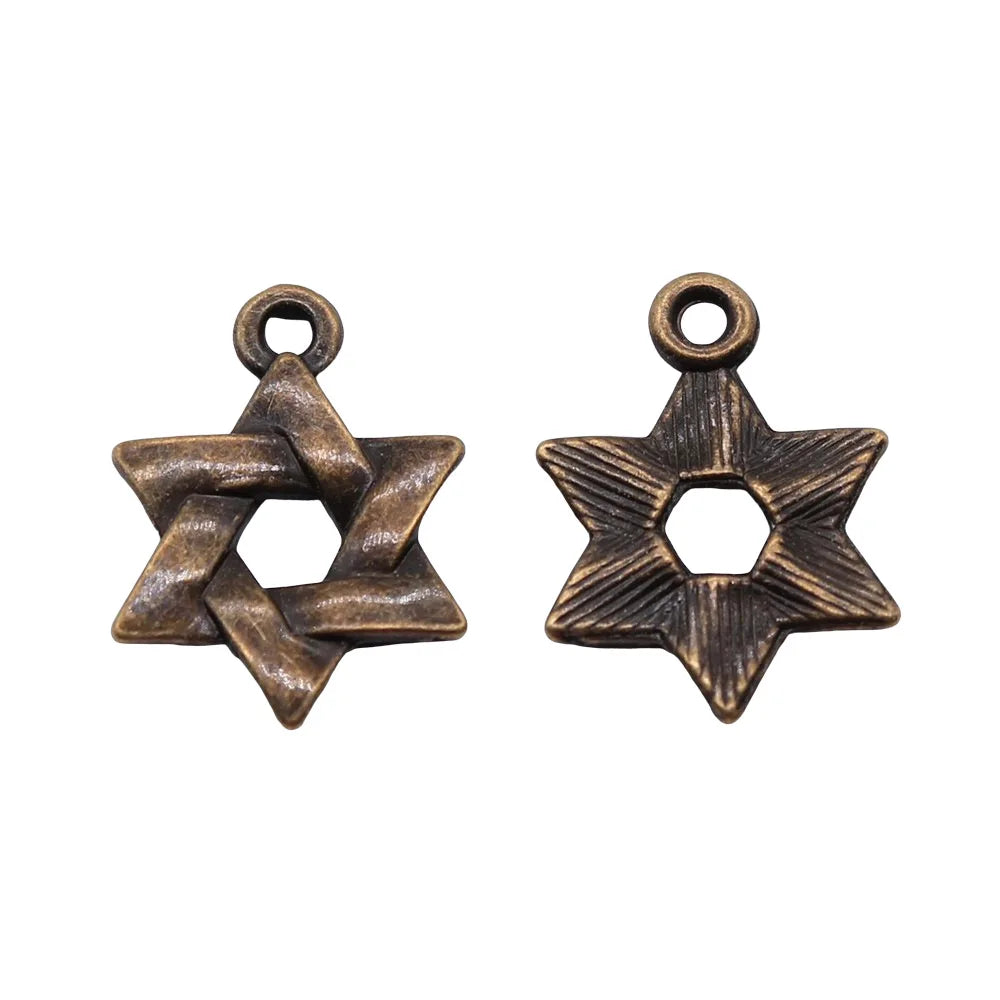 17x14mm 0.8g Multi-Color Zinc Alloy Star of David Charm Pendant for DIY Bracelet Necklace Making