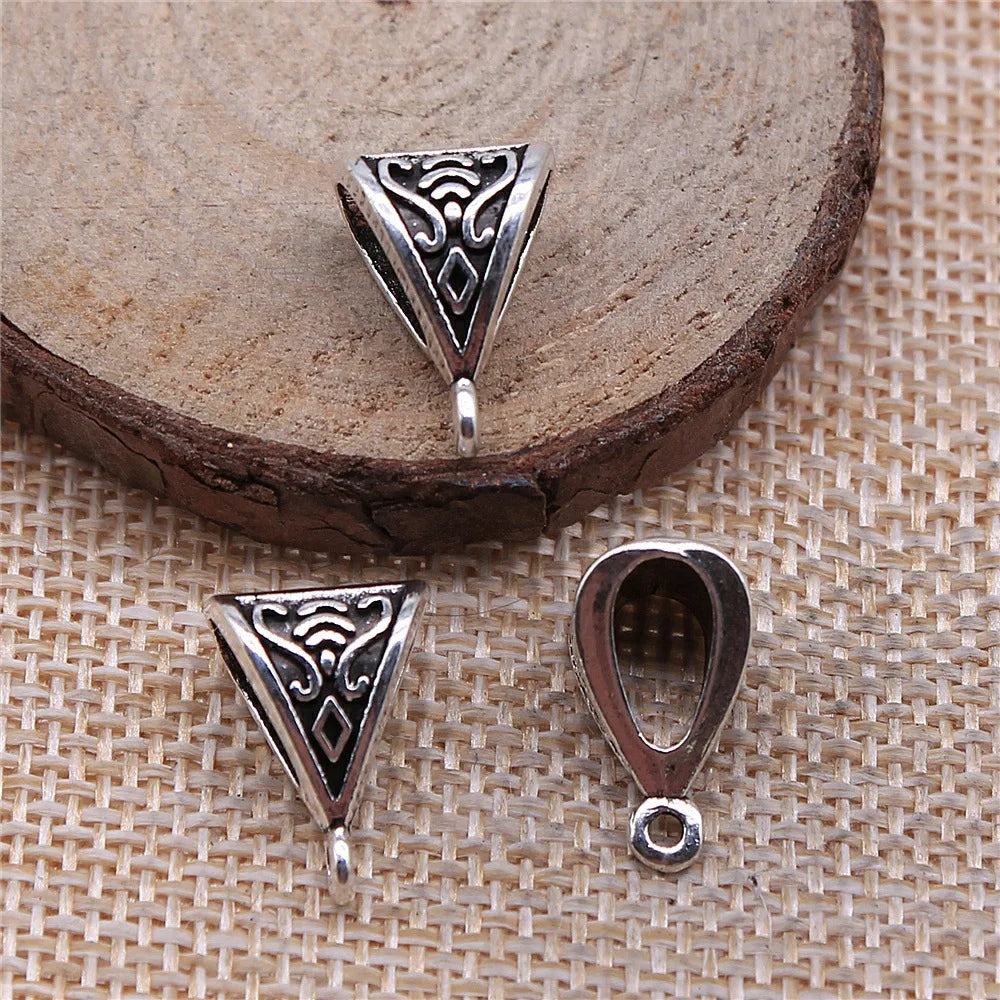 16x11x9mm 1.9g Multi-Color Zinc Alloy Triangle Pendant Bail Connectors for DIY Necklace Jewelry Making
