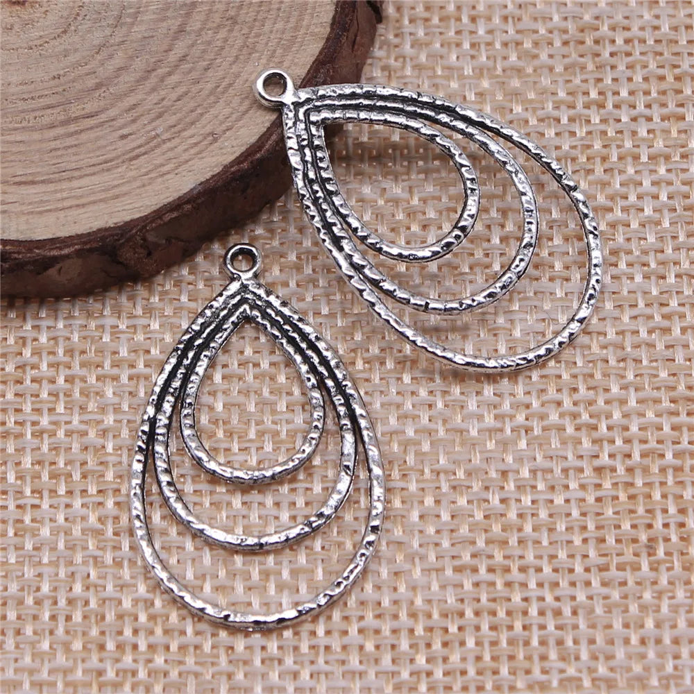 35x22mm 1.4g Zinc Alloy Triple Waterdrop Teardrop Earring Connector Charms for DIY Earrings Jewelry Making
