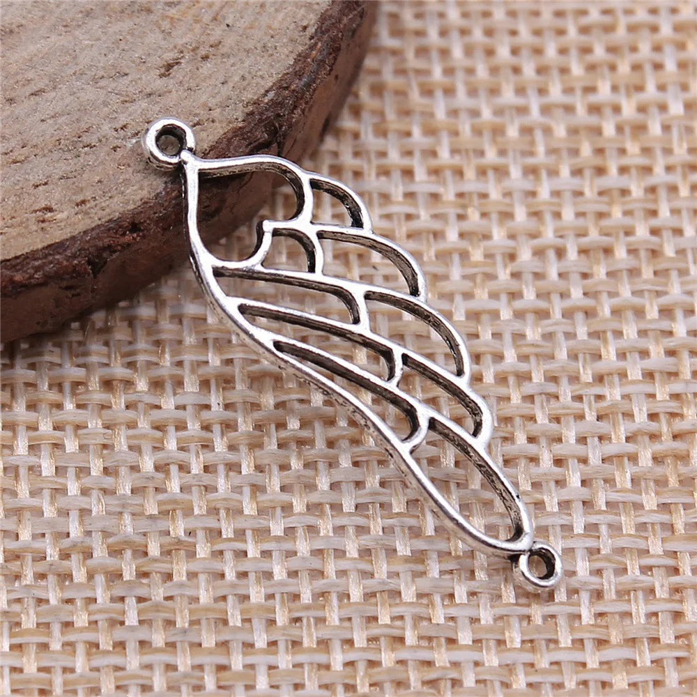 10x32mm 0.8g Antique Silver Zinc Alloy Hollow Butterfly Wing Connector Charm for DIY Jewelry Making