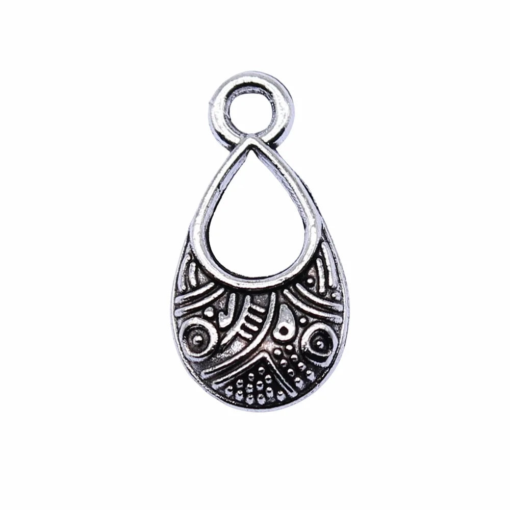 9x17mm 0.5g Antique Silver Zinc Alloy Teardrop Charm Pendant for DIY Necklace Bracelet Making