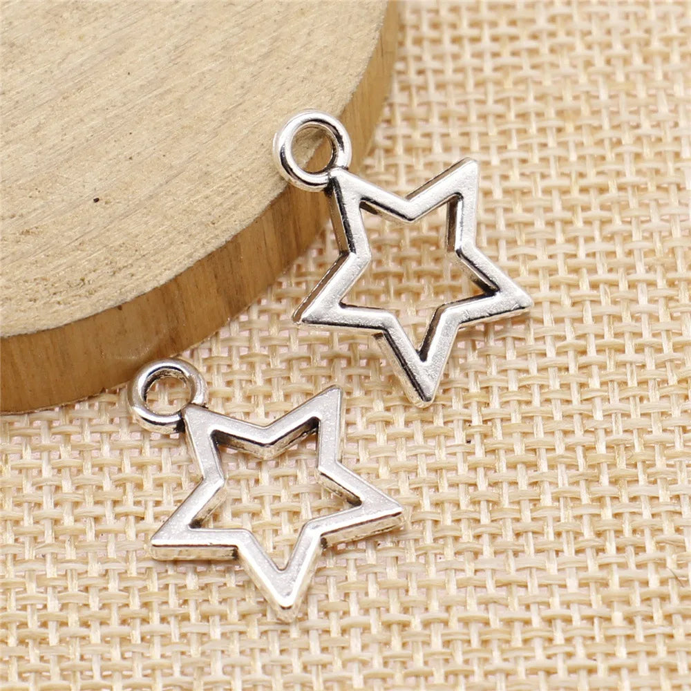 18x21mm 1.4g Multicolor Zinc Alloy Hollow Star Charm Pendant for DIY Necklace Bracelet Jewelry Making