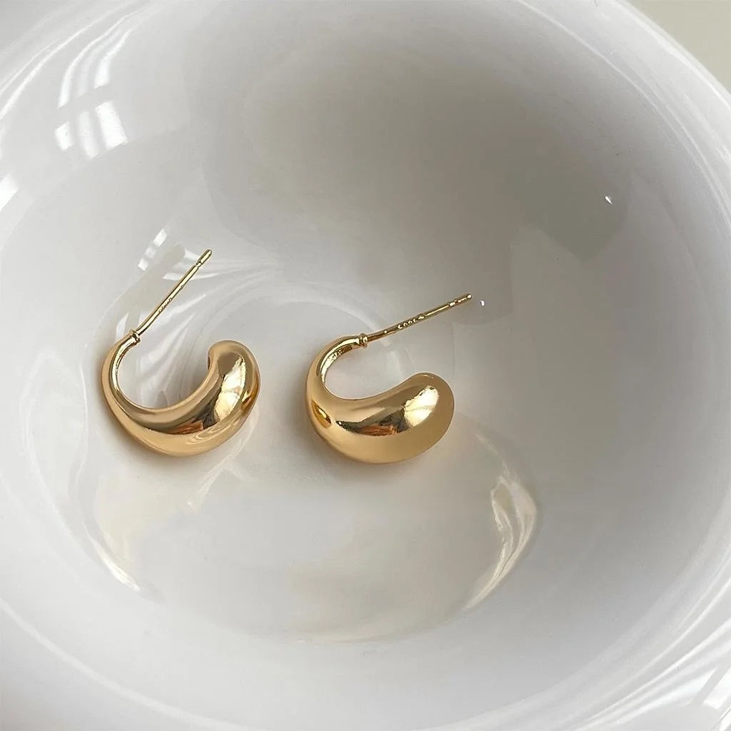 14K Gold Plated Copper Geometric Waterdrop Stud Earrings Minimalist Luxury Fashion Jewelry