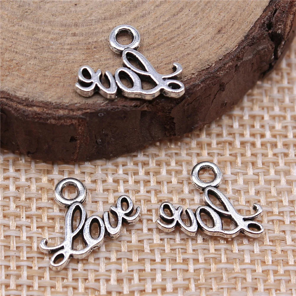 13x10mm 0.4g Multicolor Zinc Alloy Small LOVE Letter Charm Pendant for DIY Bracelet Necklace Making