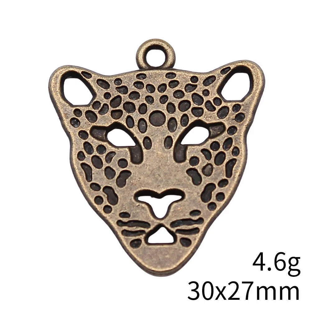 30x27mm 4.6g Multicolor Zinc Alloy Leopard Charm Pendant for Necklace Bracelet DIY Jewelry Making