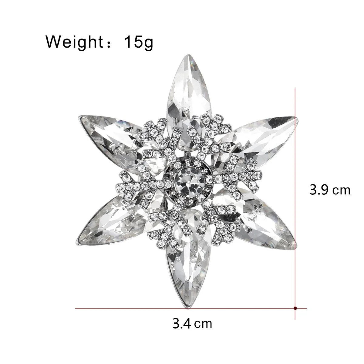 Luxury Crystal Glass Snowflake Brooch With Rhinestones, Elegant Lapel Pin Corsage Suit Accessory Gift