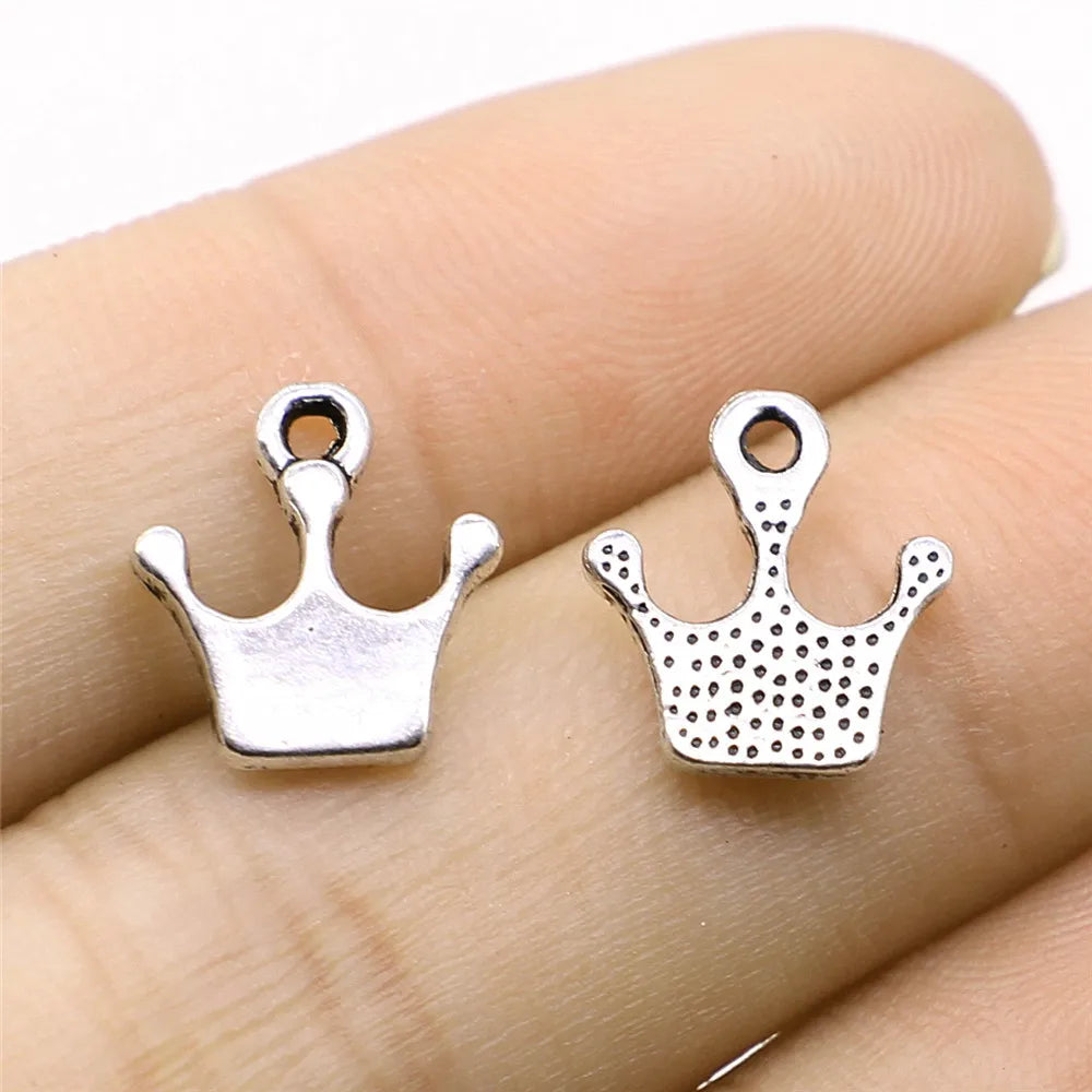 11x13mm 0.6g Multicolor Zinc Alloy Crown Charm Pendant for DIY Earring Necklace Bracelet Making