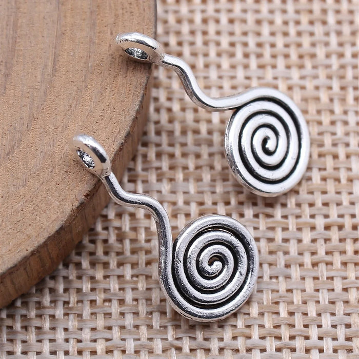 24x11mm 0.76g Antique silver zinc alloy Spiral Swirl charm pendant for DIY necklace bracelets