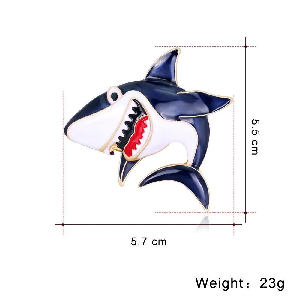 Cute Cartoon Shark Enamel Alloy Brooch Creative Ocean Animal Lapel Pin Corsage Suit Accessory Gift