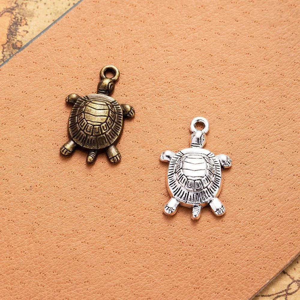 19x11MM Antique Silver Zinc Alloy Turtle Charm Pendant for DIY Necklace Bracelet Jewelry Making