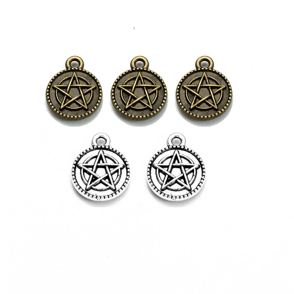 12MM Antique Silver Zinc Alloy Double Sided Charm Pendant for DIY Necklace Bracelet Jewelry Making
