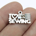 20x12mm 1.3g Antique Silver Zinc Alloy I Heart Sewing Charm Pendant for DIY Craft Jewelry Making