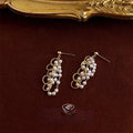 French Vintage Handmade Beaded Tassel Chain Drop Earrings With Copper